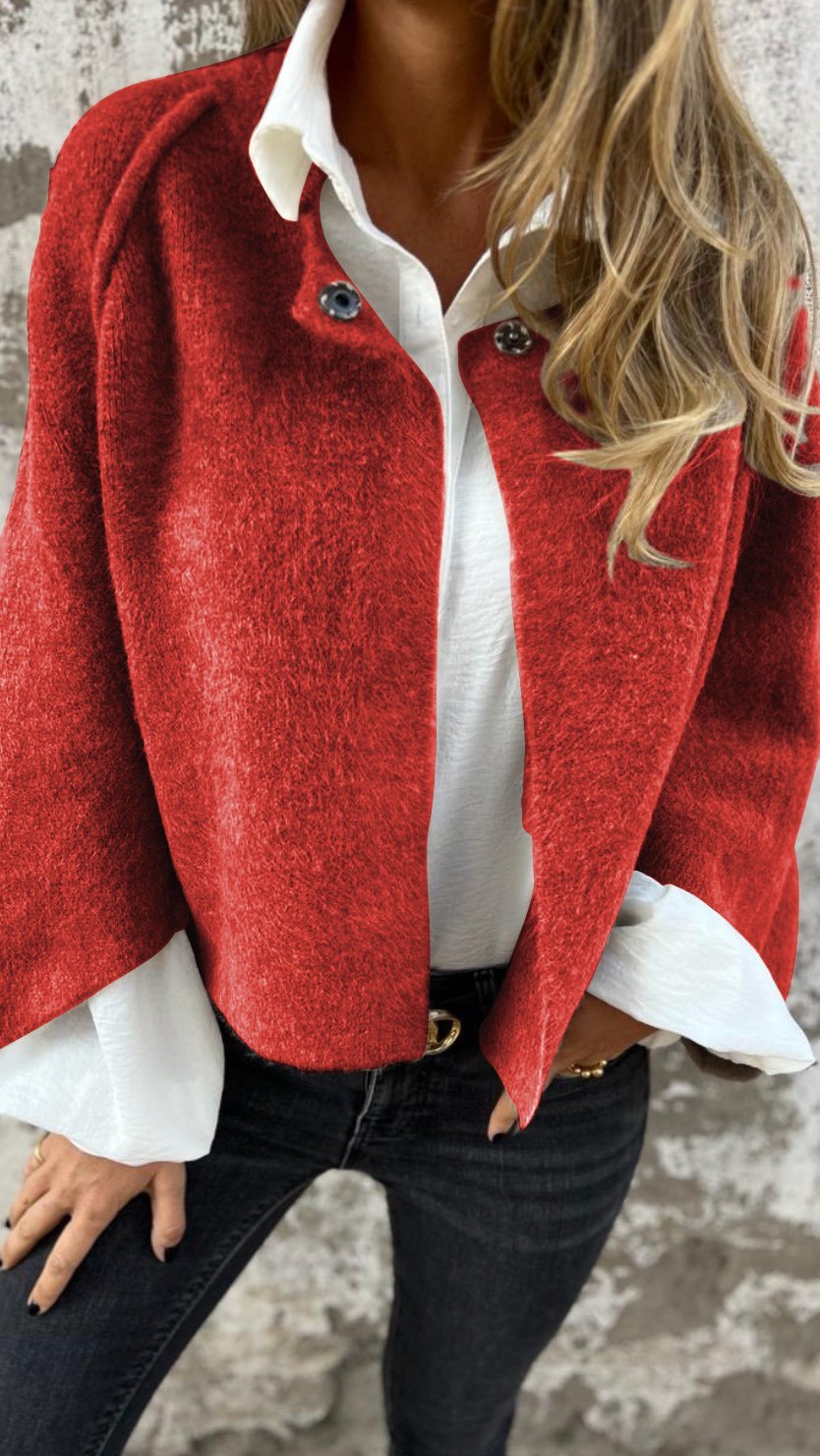 BEA™ | Women's wool coat with round neck and long sleeves
