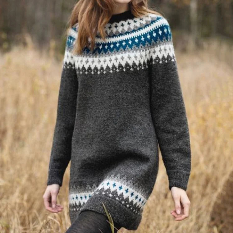 LUCIA™ | LONG SLEEVE PRINTED MIDI JUMPER