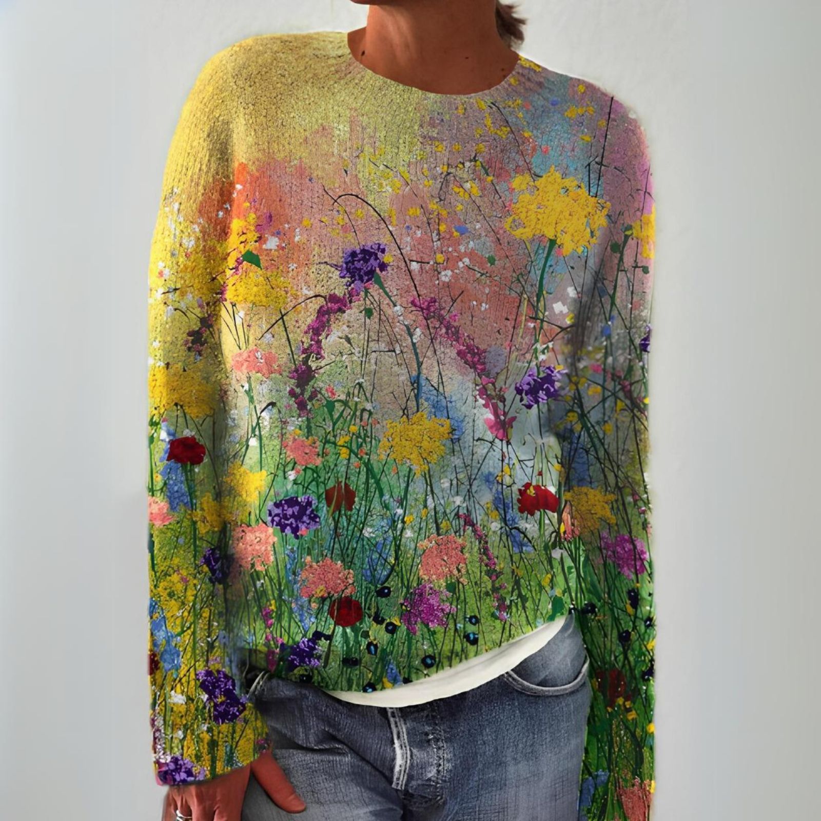 JADE™ | COZY JUMPER WITH FLORAL ART