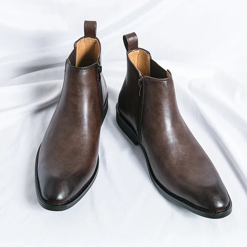 Edward | Zipped Leather Chelsea Boots