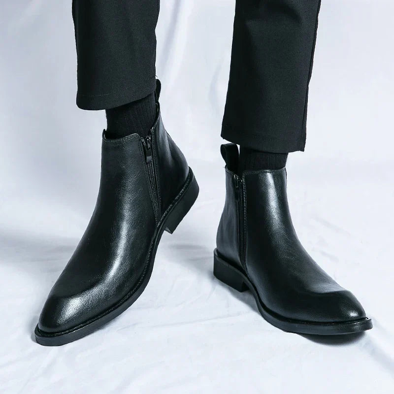 Edward | Zipped Leather Chelsea Boots