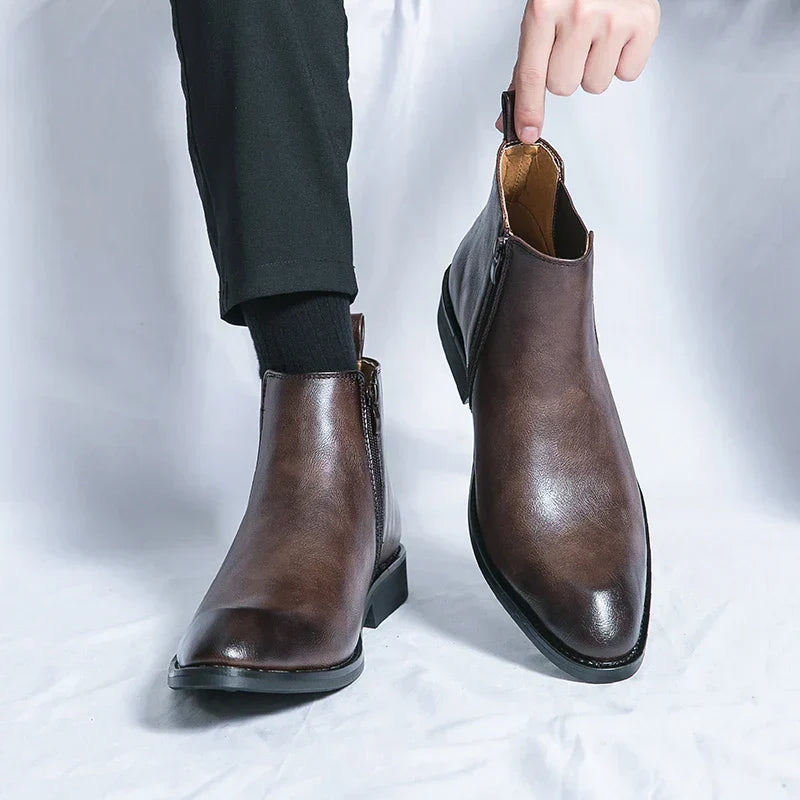 Edward | Zipped Leather Chelsea Boots