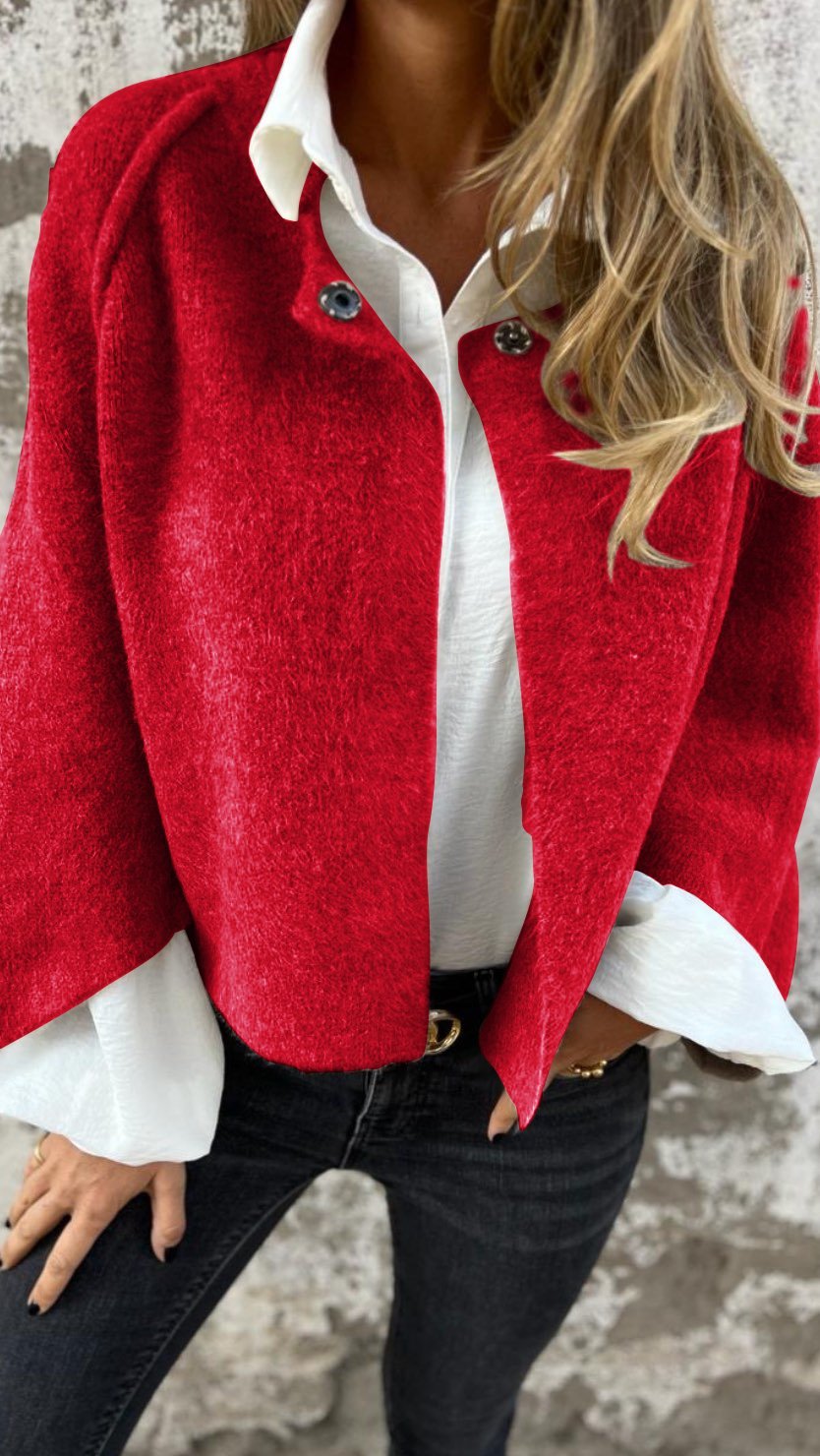 BEA™ | Women's wool coat with round neck and long sleeves