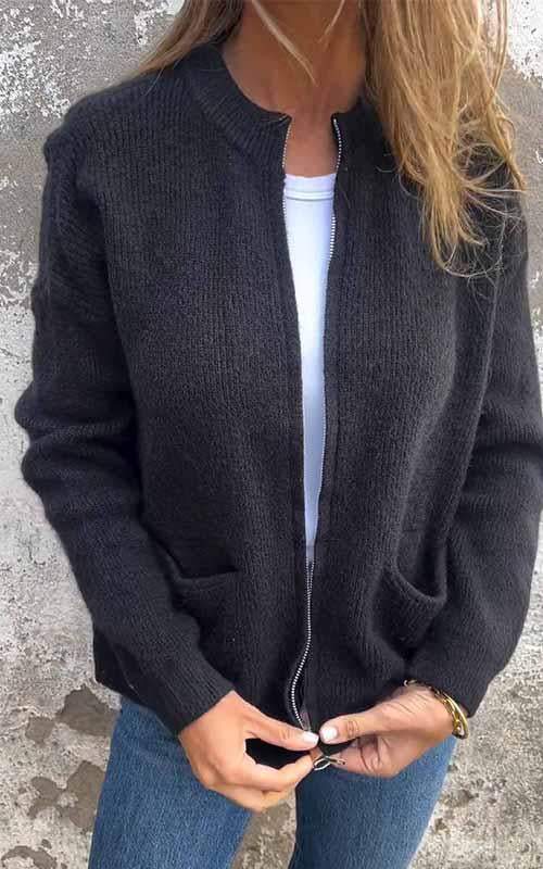 Odile™ | Knitted cotton zip jacket