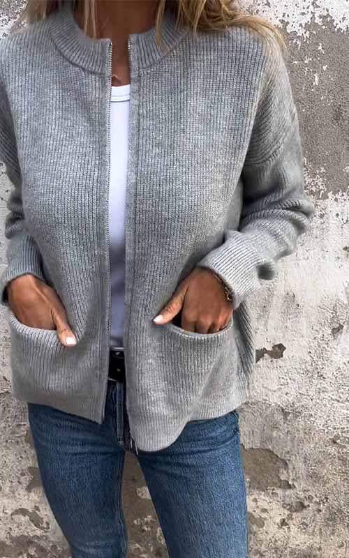 Odile™ | Knitted cotton zip jacket