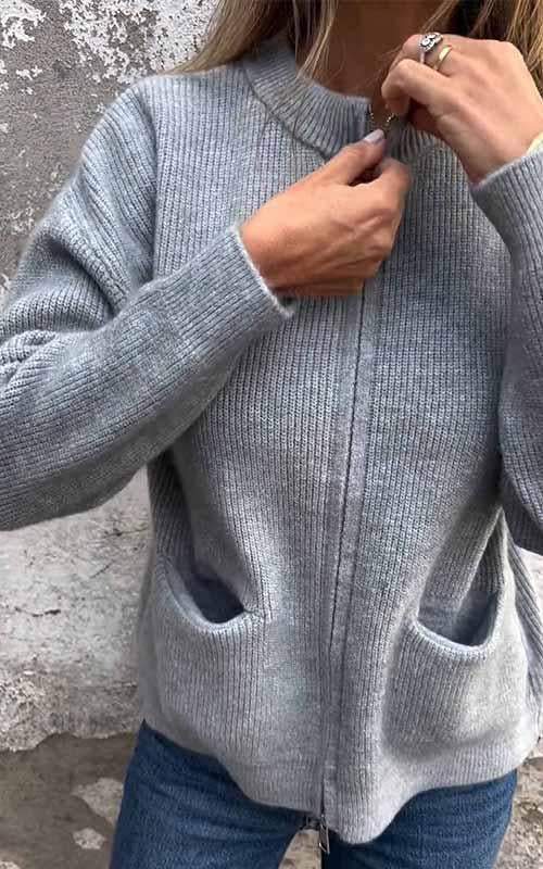 Odile™ | Knitted cotton zip jacket